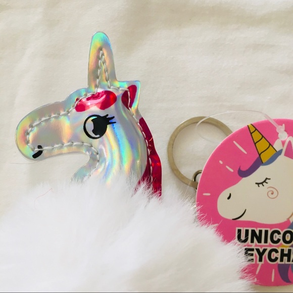 SOCKS FUZZY FLAMINGO DOG UNICORN KEY CHAIN LIP GLO - Picture 6 of 15